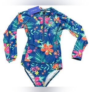 YOLIPULI Girls Long Sleeve Rashguard Swimsuit UV Protection One-Piece Swimwear